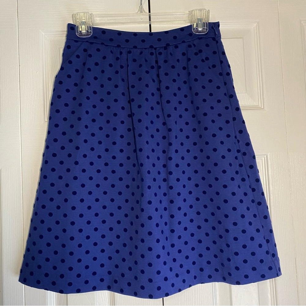Boden Blue Polka Dot A-Line Skirt 4L